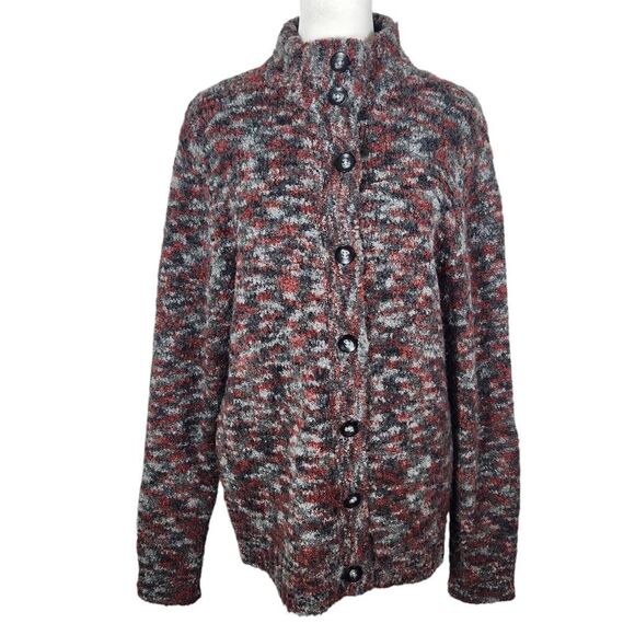 Woolrich Button-Front Cardigan Sweater Rust and Gray Wool Cardigan Size Small - Picture 1 of 9